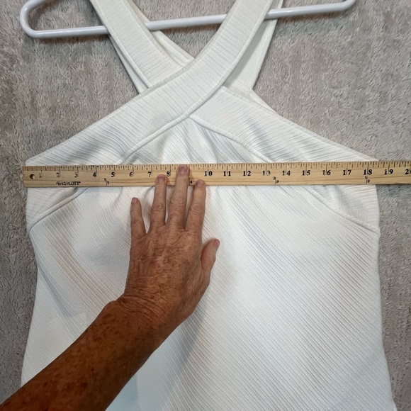 NWT Anthropologie Ivory Knit Top Sz L Cross Straps Front & Back - Picture 12 of 15
